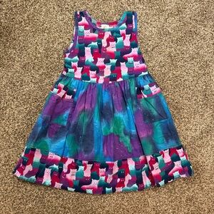 Berry Patch USA Girls Dress Size 8 Handmade Cat Kitten Sleeveless Colorful